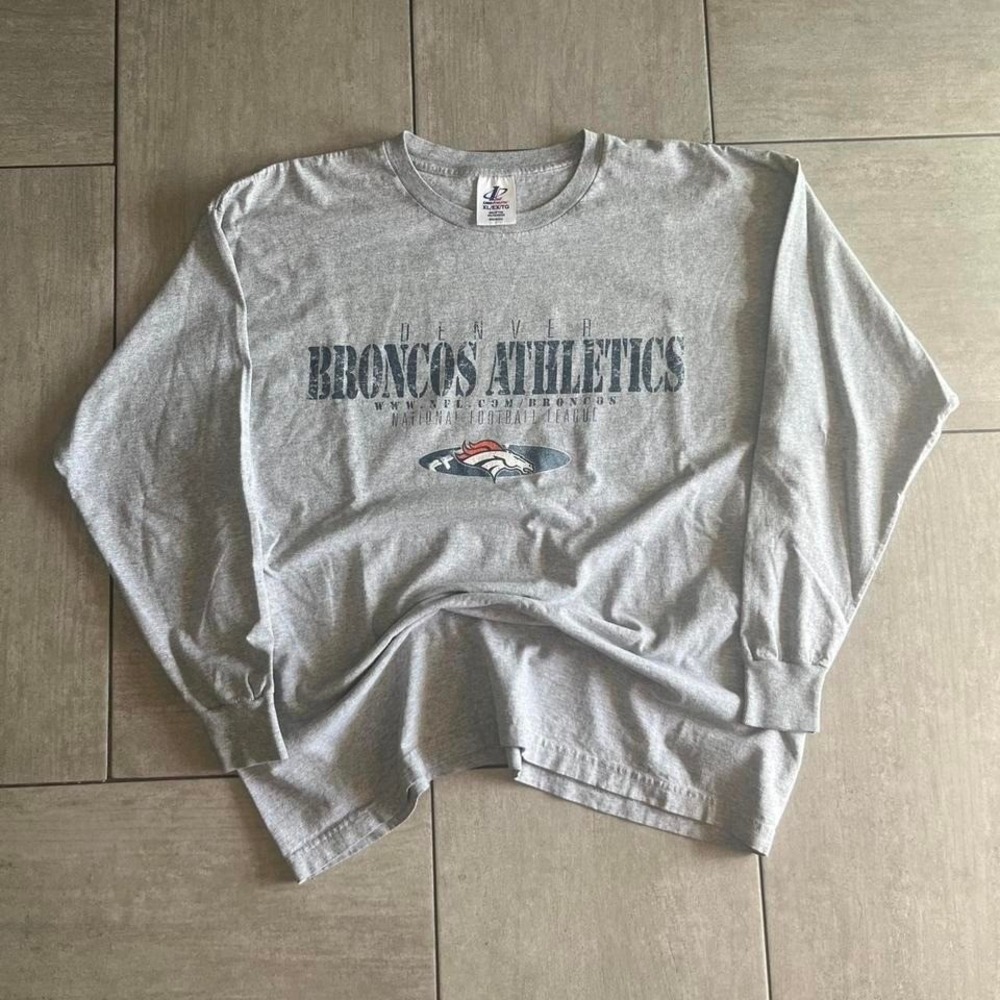 Logo Athletic Denver Broncos Athletics Long Sleeve T Shirt Gray Mens XL